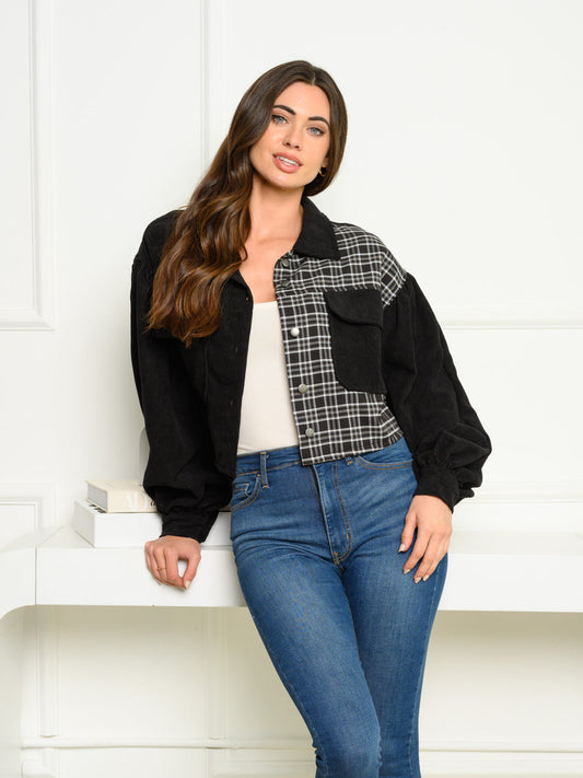 Plaid Perfection Corduroy Button-Down Top